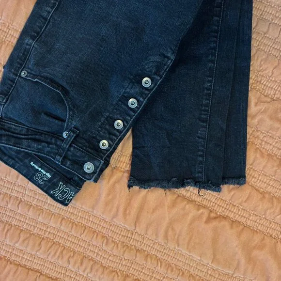 Jack BB Dakota Black High-Rise Button-Fly Jeans Raw Hem Women's Size 28 - Picture 3 of 8